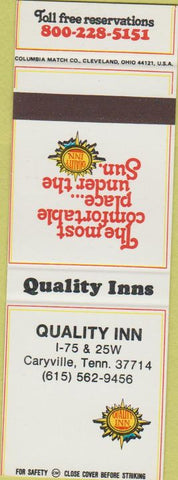Matchbook Cover - Quality Inn Caryville TN SAMPLE