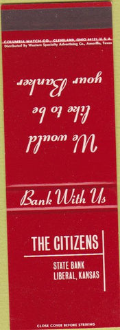 Matchbook Cover - Citizens State Bank Liberal KS SAMPLE