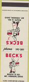 Matchbook Cover - Beck's Hamburgers Mount Vernon OH SAMPLE