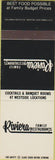 Matchbook Cover - Riviera Restaurants Mentor Euclid Westlake OH SAMPLE