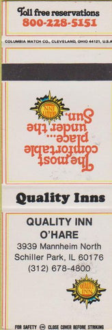 Matchbook Cover - Quality Inn O'Hare Schiller Park IL SAMPLE