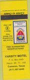 Matchbook Cover - Varsity Motel Cameron TX SAMPLE