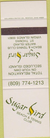 Matchbook Cover - Sugar Bird Beach Tennis Club St Thomas Virgin Islands SAMPLE