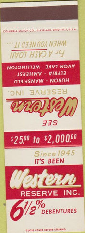 Matchbook Cover - Western Reserve Loans Huron Elyria Avon Lake OH SAMPLE