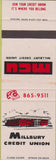 Matchbook Cover - Millbury Credit Union MA SAMPLE