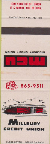 Matchbook Cover - Millbury Credit Union MA SAMPLE