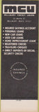Matchbook Cover - Millbury Credit Union MA SAMPLE