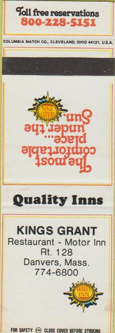 Matchbook Cover - Kings Grant Danvers MA SAMPLE
