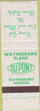 Matchbook Cover - DuPont Waynesboro VA Safety SAMPLE