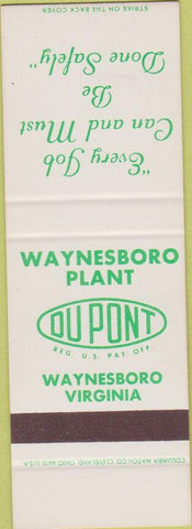 Matchbook Cover - DuPont Waynesboro VA Safety SAMPLE