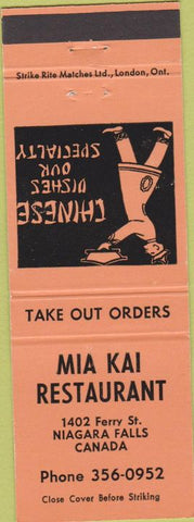 Matchbook Cover - Mia Kai Restaurant Niagara Falls ON  Chinese