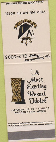 Matchbook Cover - Villa Inn Motor Hotel Ruidoso NM SAMPLE