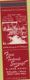 Matchbook Cover - First Federal Savings Loan Willoughby Mentor OH