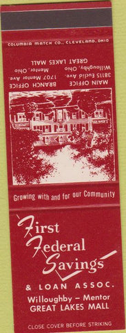 Matchbook Cover - First Federal Savings Loan Willoughby Mentor OH