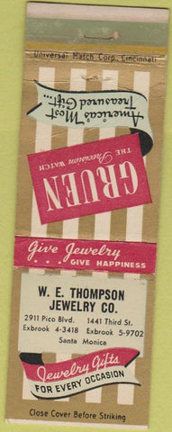 Matchbook Cover - Gruen Watches Santa Monica CA WORN