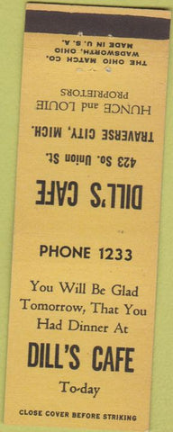 Matchbook Cover - Dill's Cafe Traverse City MI
