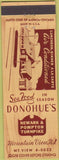 Matchbook Cover - Donohue's Sea Food Mountain View NJ