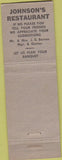 Matchbook Cover - Johnson's Restaurant Dunn NC