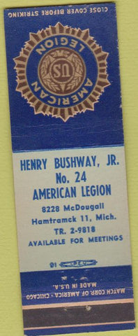 Matchbook Cover - American Legion Hamtramck MI