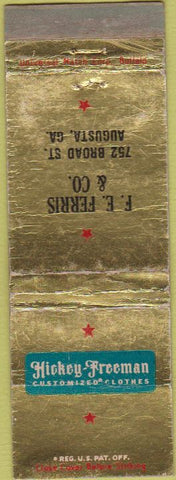 Matchbook Cover - Hickey Freeman men's clothes Augusta GA WEAR