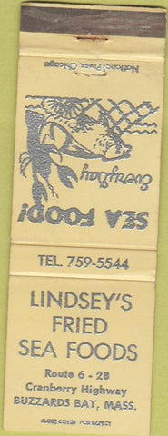 Matchbook Cover - Lindsey's Fried Seafood Buzzards Bay MA WEAR