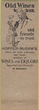 Matchbook Cover - Hopper McGaw Co Baltimore MD wine liquor