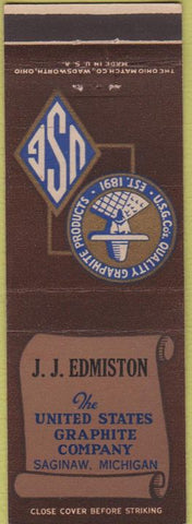 Matchbook Cover - United States Graphite Saginaw MI