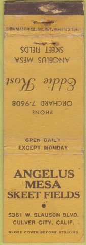 Matchbook Cover - Angelus Mesa Skeet Fields Culver City CA WORN
