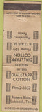Matchbook Cover - Dial  and  Tapp Cotton Plainview TX POOR