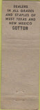 Matchbook Cover - Dial  and  Tapp Cotton Plainview TX POOR