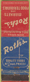 Matchbook Cover - Roth's Markets Grocery Los Angeles Santa Monica CA POOR