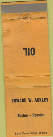 Matchbook Cover - Edward Ackley Oil Boston MA Houston TX WORN