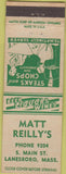 Matchbook Cover - Matt Reilly's Lanesboro MA