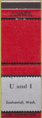 Matchbook Cover - U and I Snohomish WA