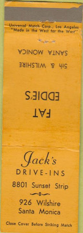 Matchbook Cover - Jack's Drive Ins Santa Monica CA