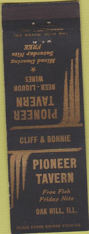 Matchbook Cover - Pioneer Tavern Oak Hill IL