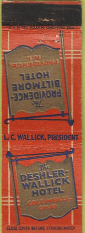 Matchbook Cover - Providence Biltmore Hotel RI WORN