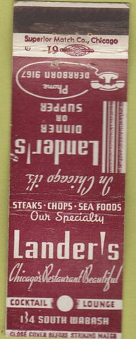 Matchbook Cover - Lander's Restaurant Chicago IL WEAR