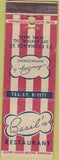Matchbook Cover - Basil's Restaurant Lynn MA WEAR