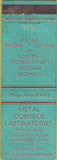 Matchbook Cover - Metal Control Labs Huntington Park CA WEAR