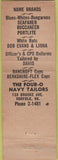 Matchbook Cover - Four O Navy Tailors Norfolk VA work clothes uniforms jeans