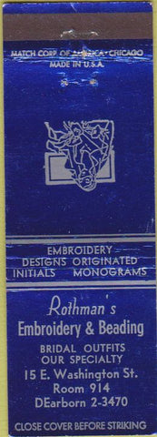 Matchbook Cover - Rothman's Embroidery Beading girlie