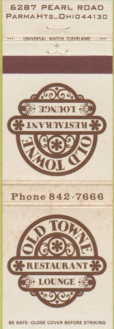 Matchbook Cover - Old Towne Lounge Parma Heights OH WORN
