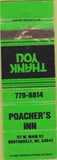 Matchbook Cover - Poacher's Inn Hortonville WI WORN