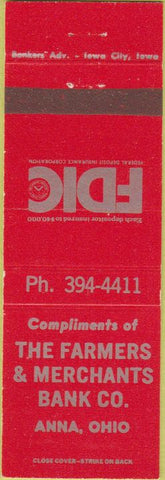 Matchbook Cover - Farmers Merchants Bank Anna OH
