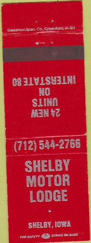 Matchbook Cover - Shelby Motor Lodge IA
