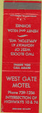 Matchbook Cover - West Gate Motel Appleton WI