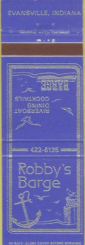 Matchbook Cover - Robby's Barge Evansville IN