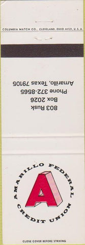 Matchbook Cover - Amarillo Federal Credit Union TX