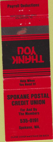 Matchbook Cover - Spokane Postal Credit Union WA red